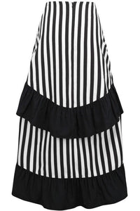Daisy Corsets Black/White Stripe Adjustable High Low Skirt in Black 
