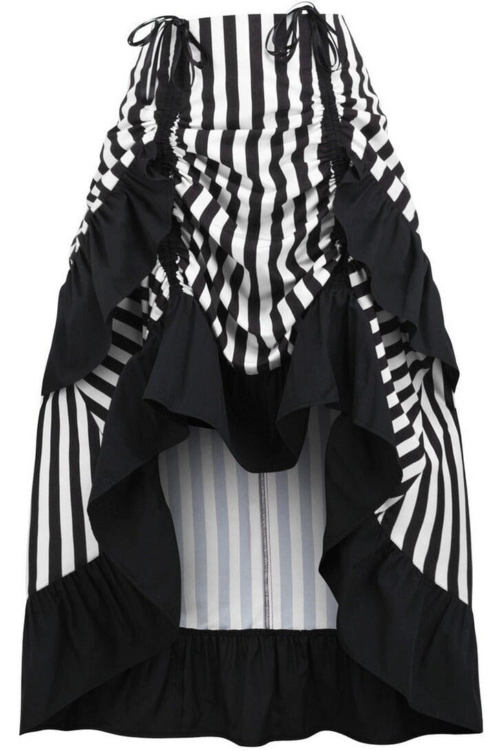 Daisy Corsets Black/White Stripe Adjustable High Low Skirt in Black  from SexyShoes.com