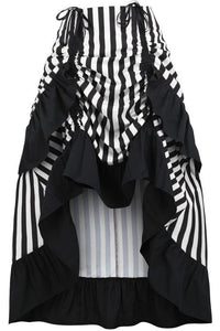 Daisy Corsets Black/White Stripe Adjustable High Low Skirt in Black  from SexyShoes.com