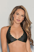 Blacklight Reactive Glow Dot Halter Bra