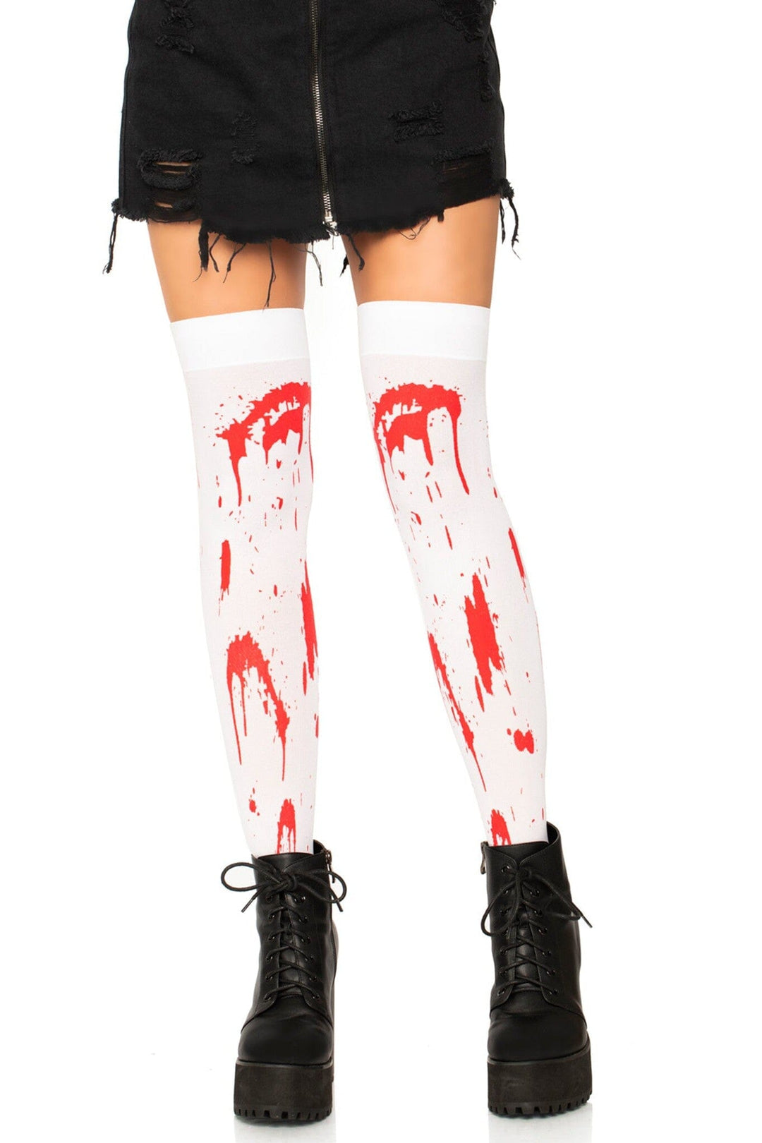 Leg Avenue Bloody Zombie Thigh High Stockings in White  from SexyShoes.com