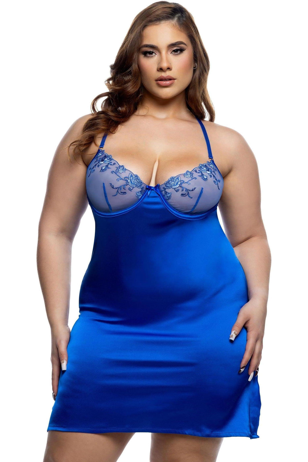 Roma Confidential Blossom Beauty Chemise in Blue  from SexyShoes.com