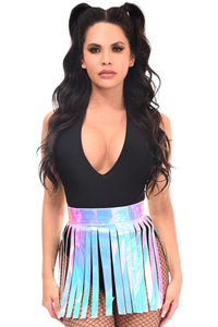 Blue/Purple Holo Fringe Skirt-Fringe Skirts-SEXYSHOES.COM