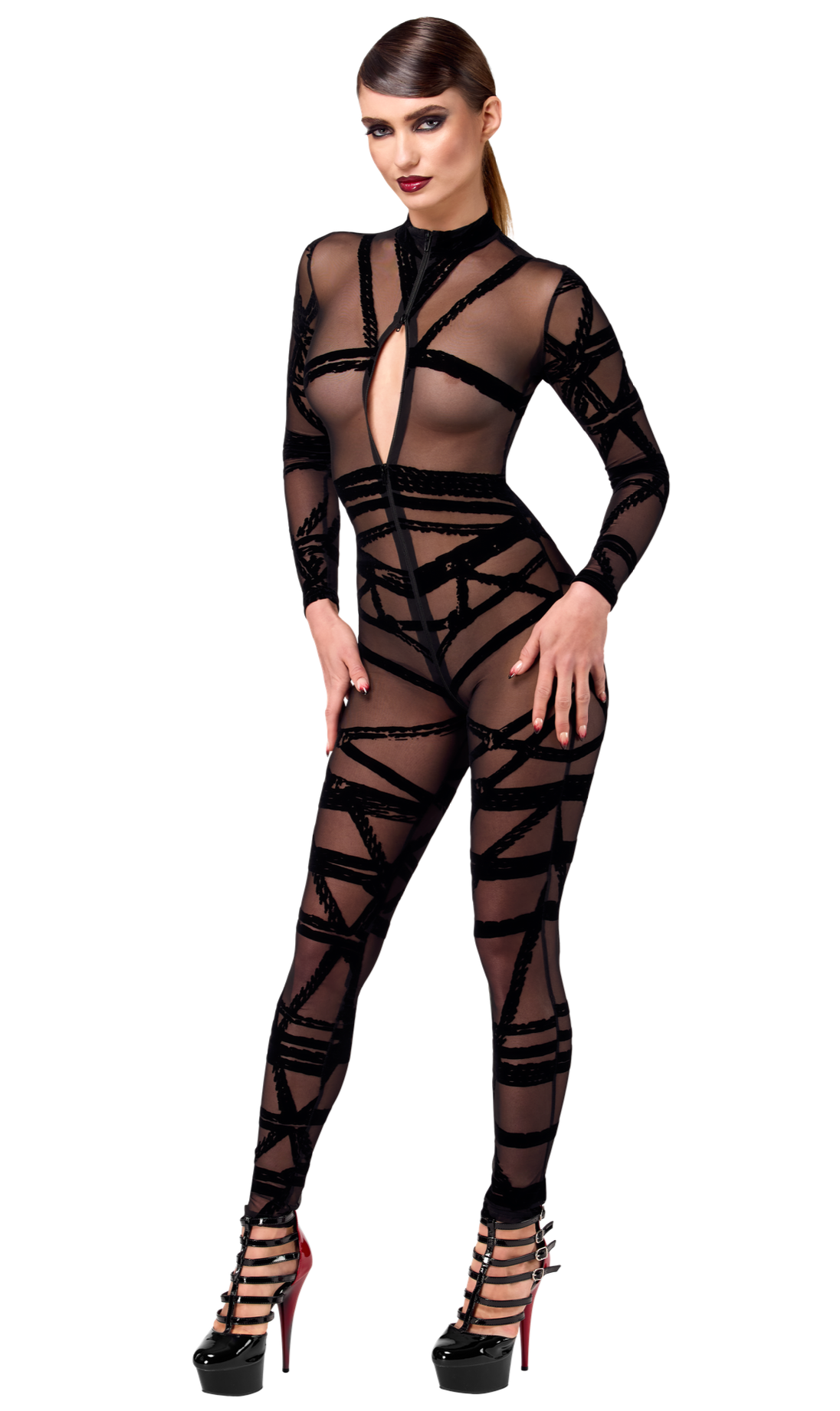 Noir Handmade Bondesque Catsuit in Black 