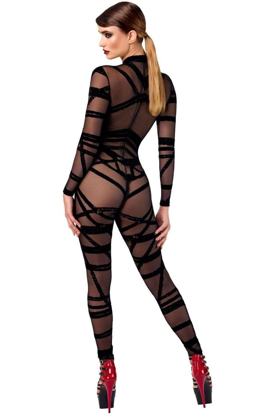 Noir Handmade Bondesque Catsuit in Black 