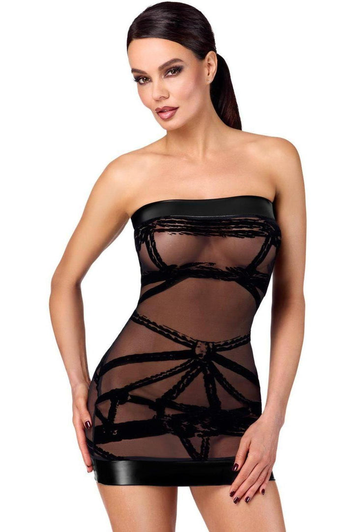 Noir Handmade Bondesque Off shoulder mini dress in Black  from SexyShoes.com