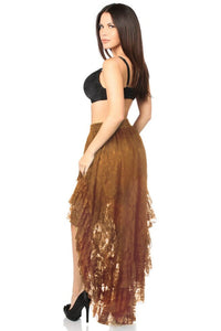 Daisy Corsets Brown High Low Lace Skirt in Brown 