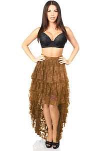 Daisy Corsets Brown High Low Lace Skirt in Brown  from SexyShoes.com