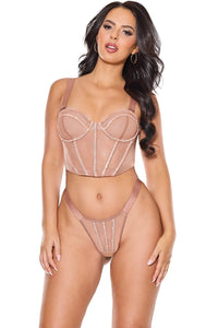 Coquette Bustier & Thong in Nude  from SexyShoes.com