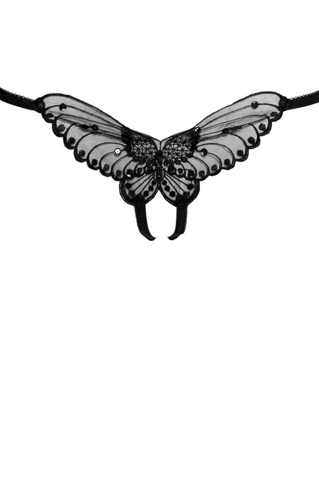 Butterfly Crotchless W/Pearl Sequin Detail-Panties-SEXYSHOES.COM