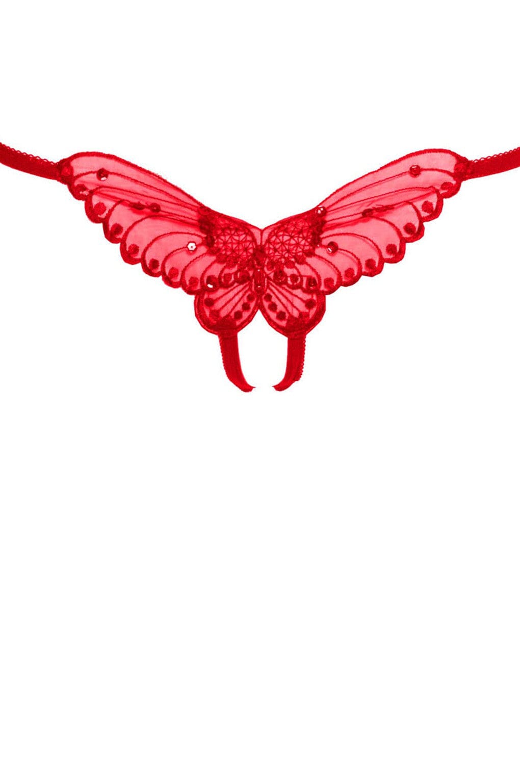 Butterfly Crotchless W/Pearl Sequin Detail-Panties-SEXYSHOES.COM