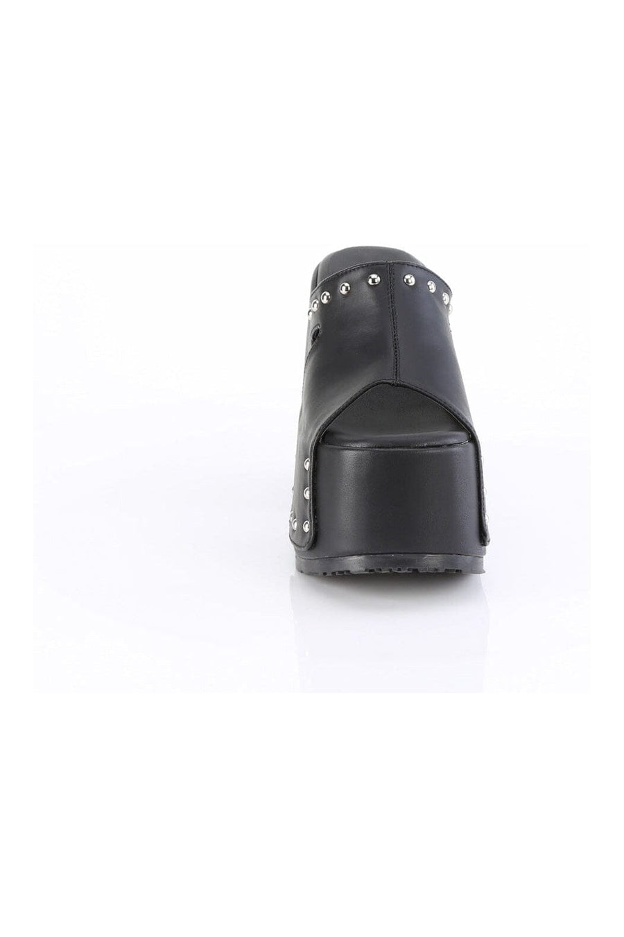 Demonia CAMEL-109 Black Vegan Leather Slides in Black Vegan Leather