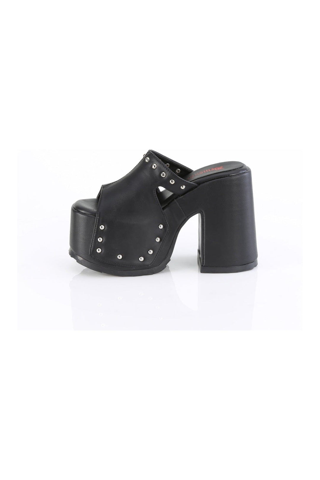 Demonia CAMEL-109 Black Vegan Leather Slides in Black Vegan Leather