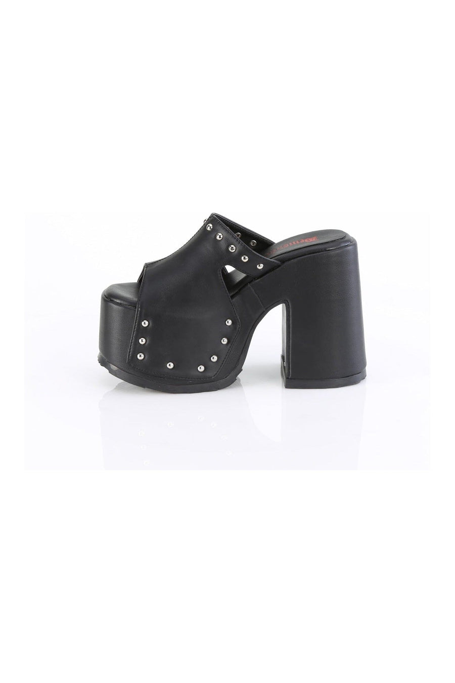 Demonia CAMEL-109 Black Vegan Leather Slides in Black Vegan Leather