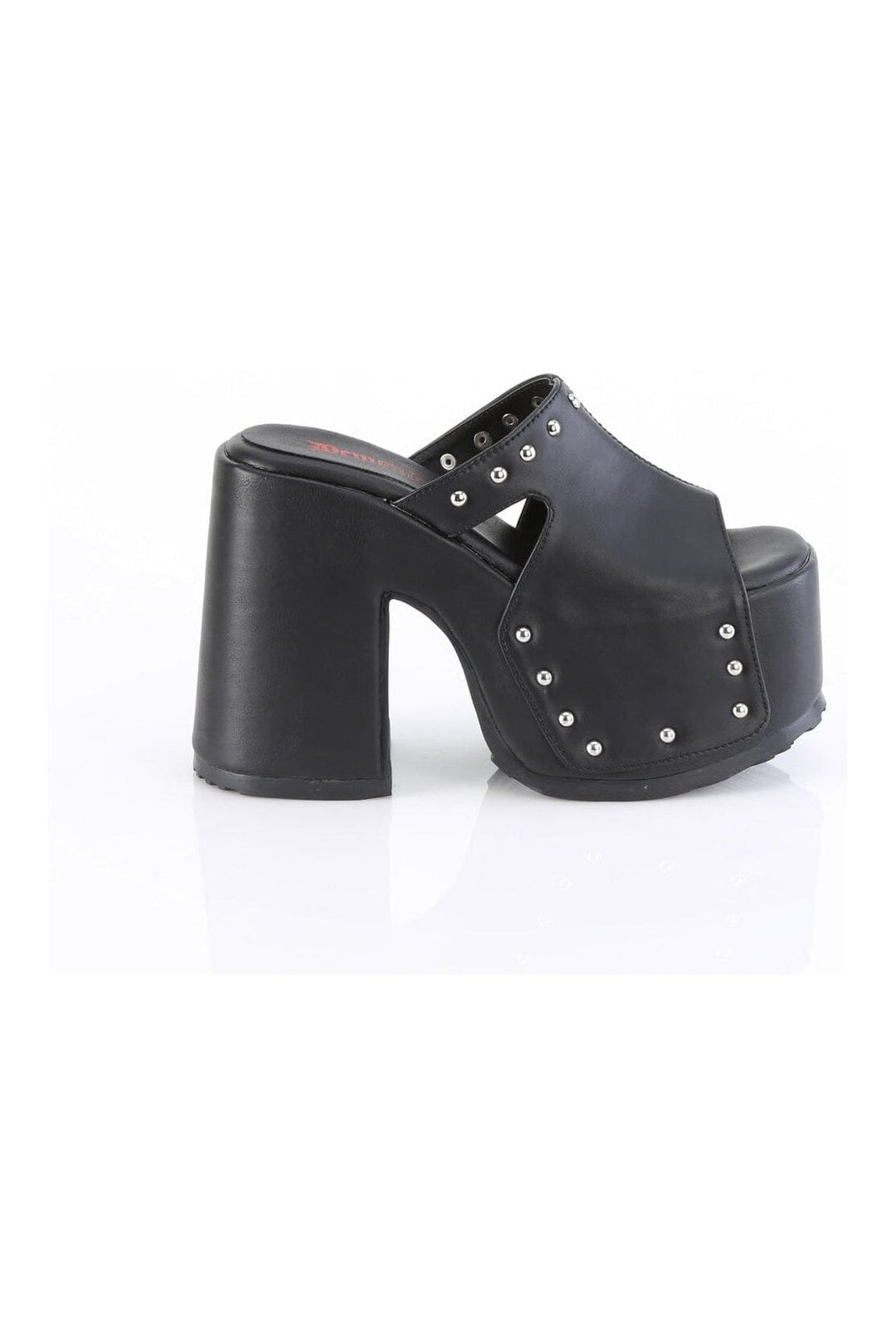 Demonia CAMEL-109 Black Vegan Leather Slides in Black Vegan Leather