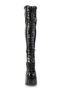 Demonia CAMEL-300 Black Patent Thigh Boot in Black Patent