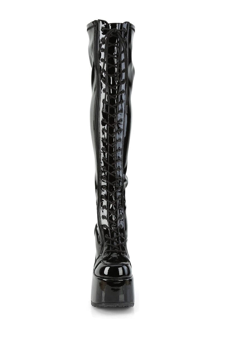 CAMEL-300 Black Patent Thigh Boot