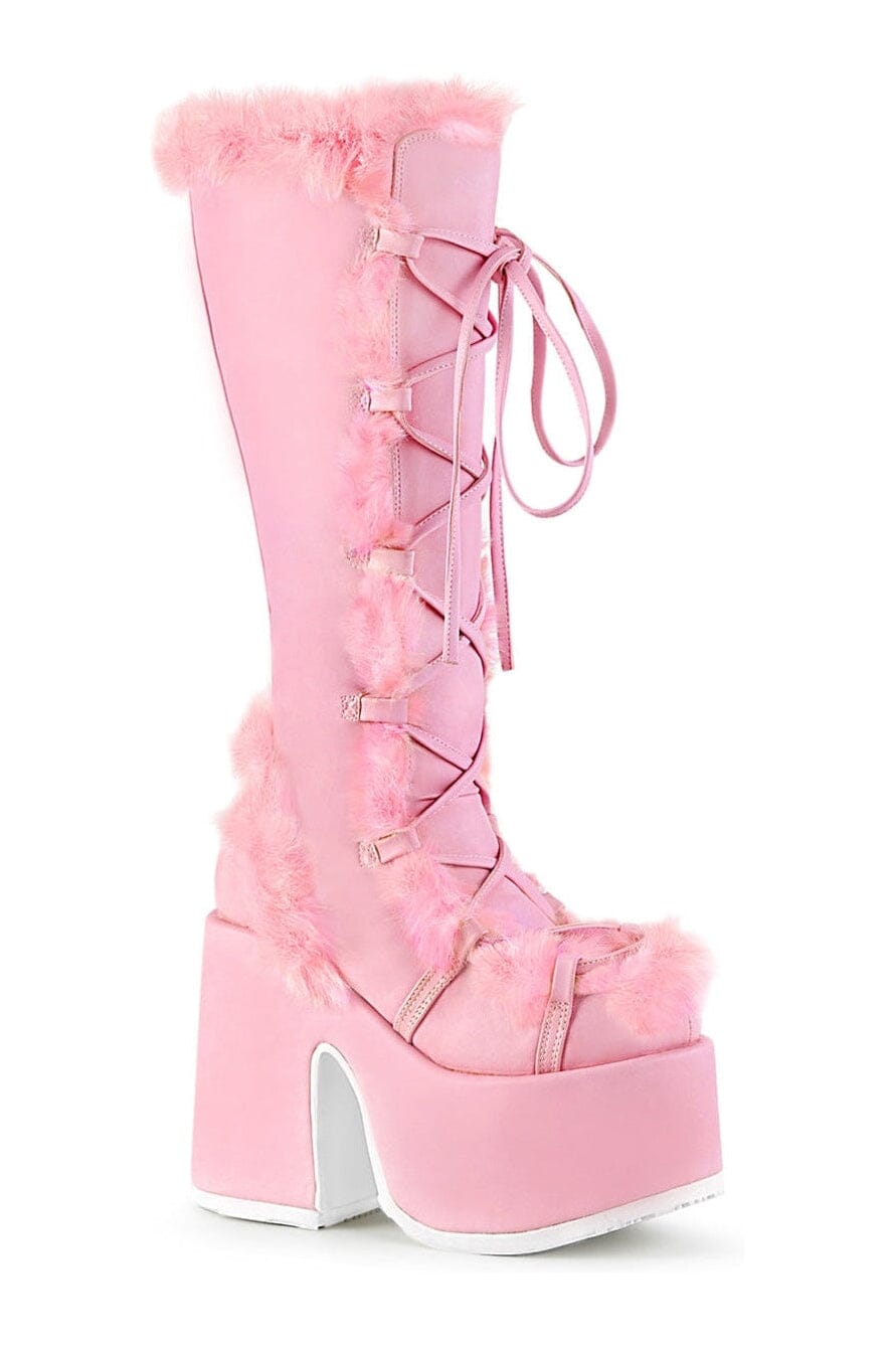 Demonia CAMEL-311 Pink Vegan Leather Knee Boot in Pink Vegan Leather from SexyShoes.com