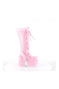 Demonia CAMEL-311 Pink Vegan Leather Knee Boot in Pink Vegan Leather