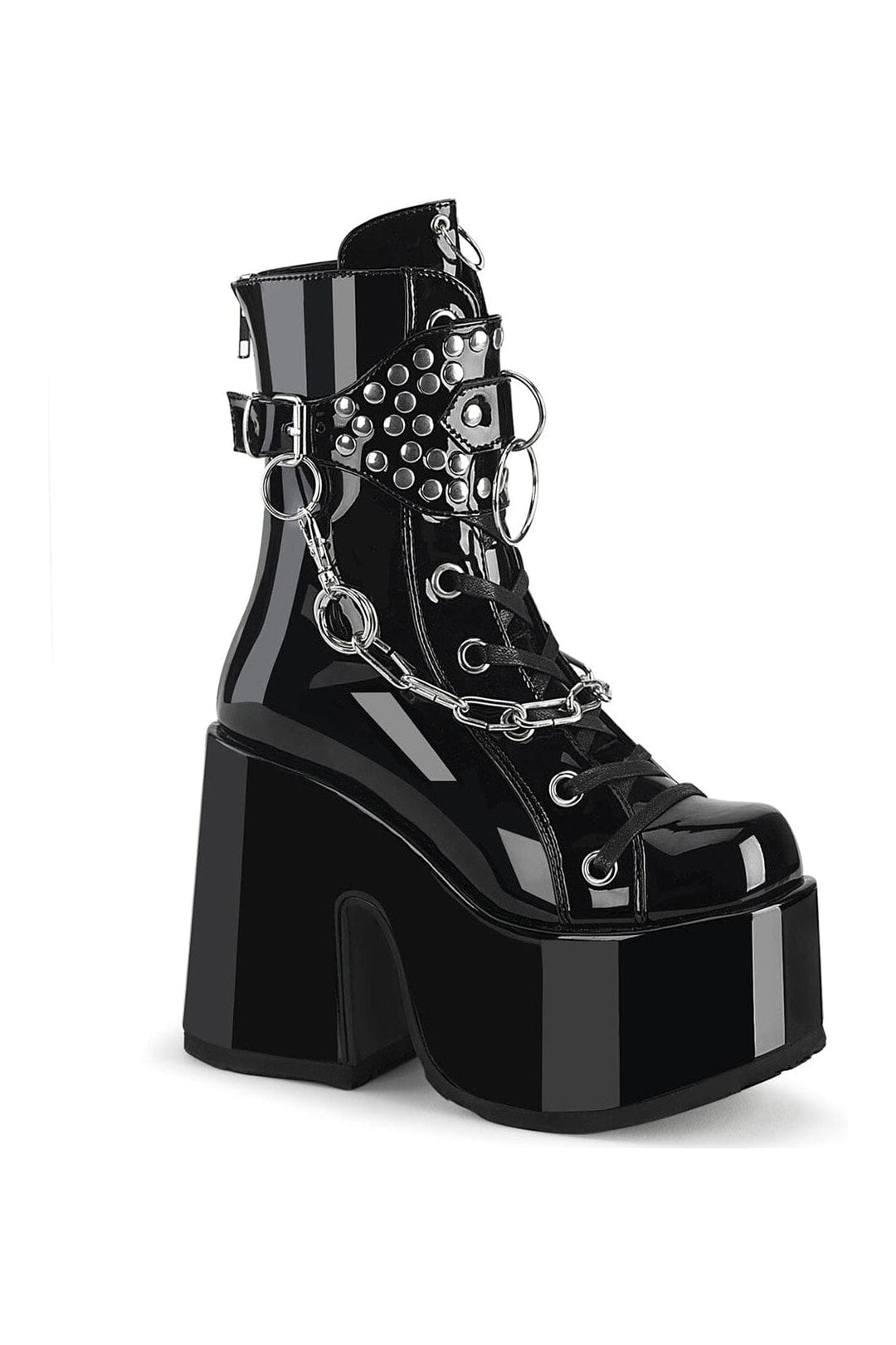 Demonia CAMEL-65 Black Patent Knee boot in Black Patent from SexyShoes.com