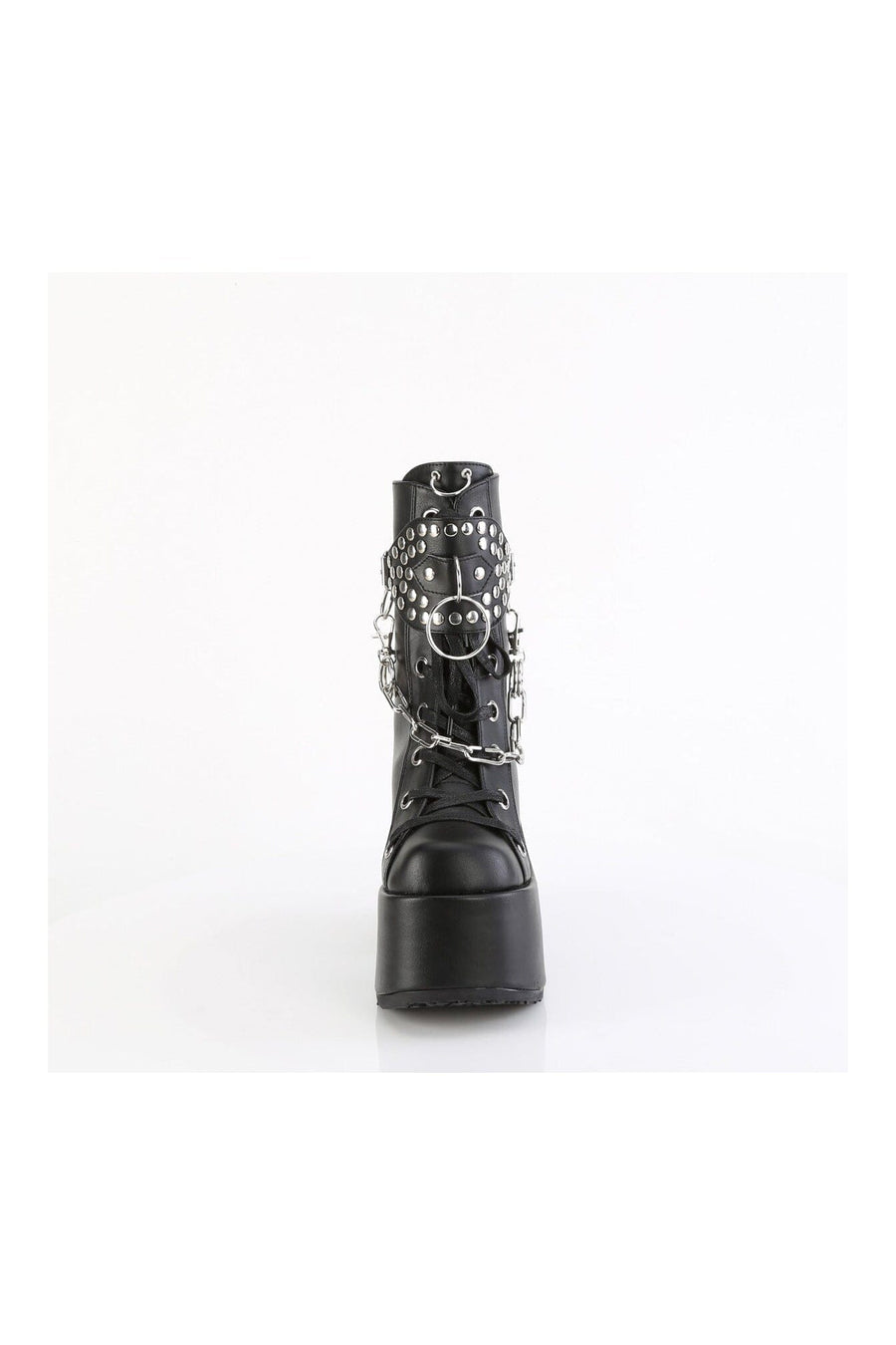 Demonia CAMEL-65 Black Vegan Leather Knee boot in Black Vegan Leather