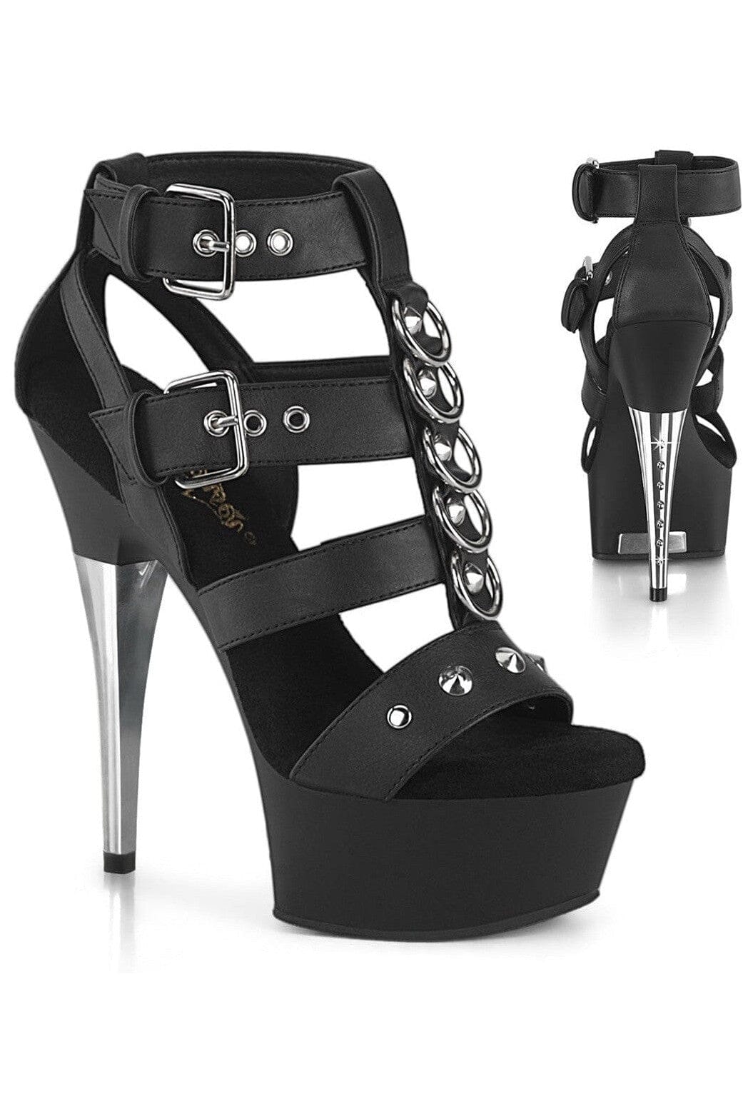 Pleaser CAPTIVA-658 Black Faux Leather Sandal in Black Faux Leather from SexyShoes.com