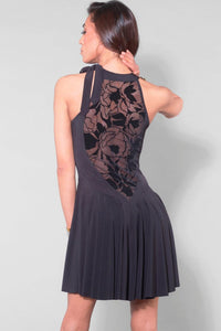 Madame XY by Patrice MME CELINNA Lycra Pleated Dress in Black 