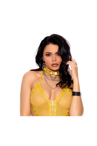 Elegant Moments CHAINED LEATHER CHOKER in Yellow 