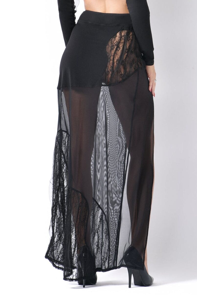 CHARME MESH LONG SLIT SKIRT