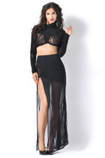 CHARME MESH LONG SLIT SKIRT
