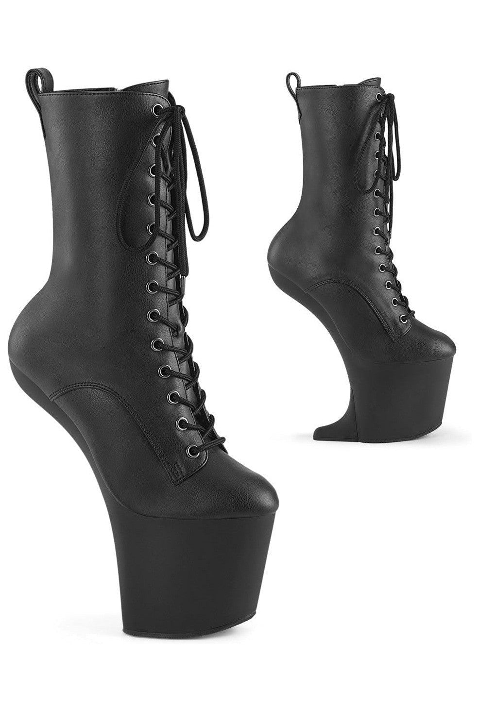 CRAZE-1040 Black Faux Leather Ankle Boot-Ankle Boots- Stripper Shoes at SEXYSHOES.COM