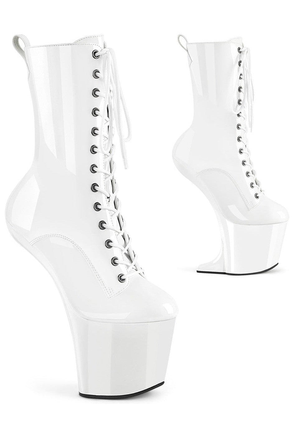 CRAZE-1040 White Patent Ankle Boot-Ankle Boots- Stripper Shoes at SEXYSHOES.COM