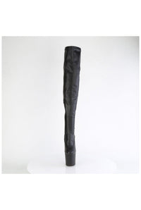 Pleaser CRAZE-3000 Black Faux Leather Thigh Boot in Black Faux Leather
