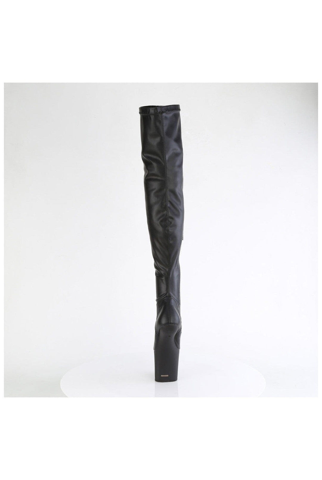 Pleaser CRAZE-3000 Black Faux Leather Thigh Boot in Black Faux Leather