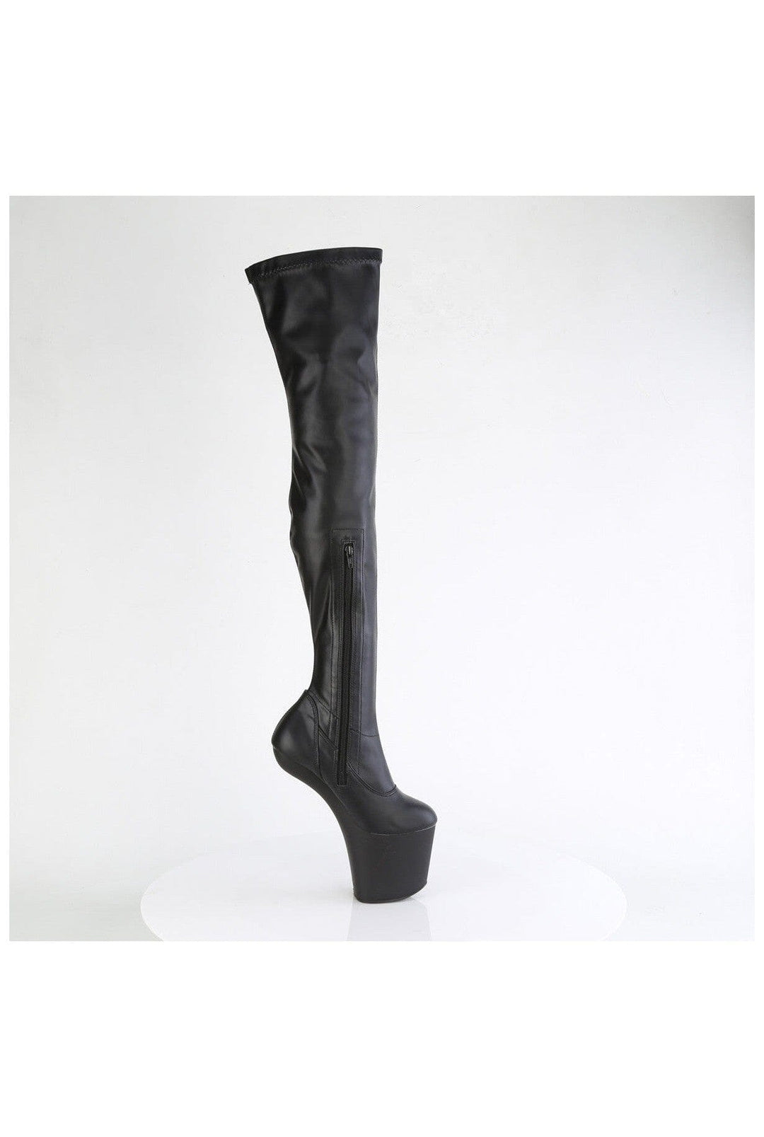 CRAZE-3000 Black Faux Leather Thigh Boot-Thigh Boots- Stripper Shoes at SEXYSHOES.COM