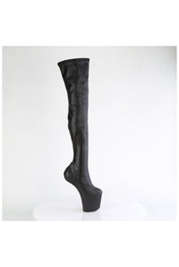 Pleaser CRAZE-3000 Black Faux Leather Thigh Boot in Black Faux Leather