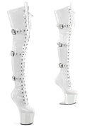CRAZE-3028 White Patent Thigh Boot