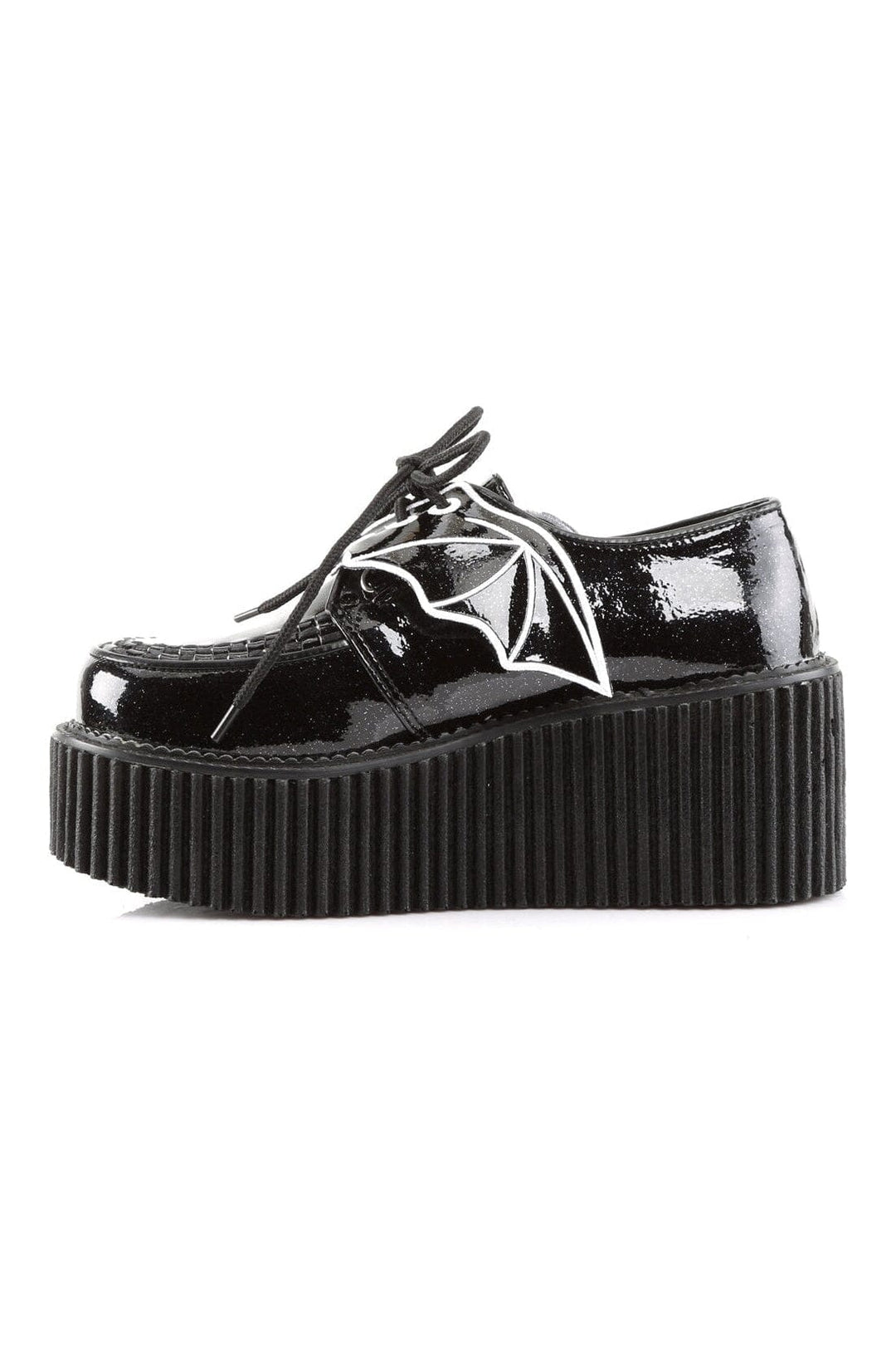 Demonia CREEPER-205 Black Glitter Creeper in Black Glitter
