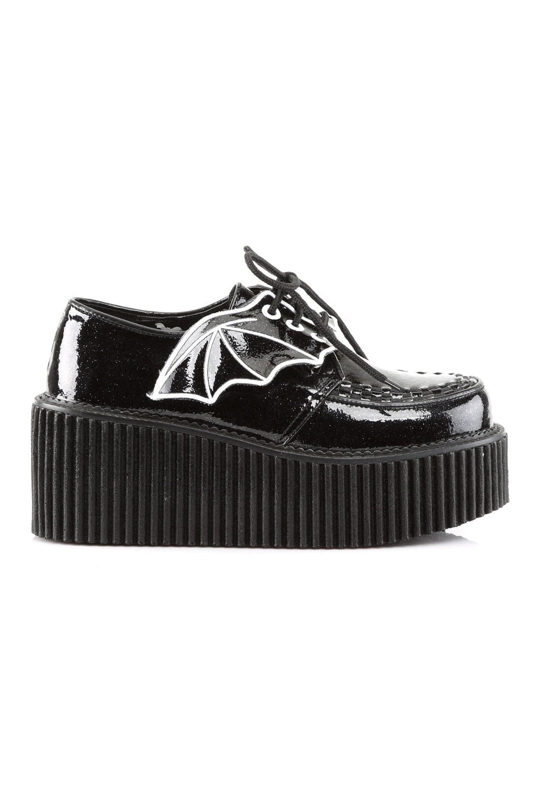 Demonia CREEPER-205 Black Glitter Creeper in Black Glitter