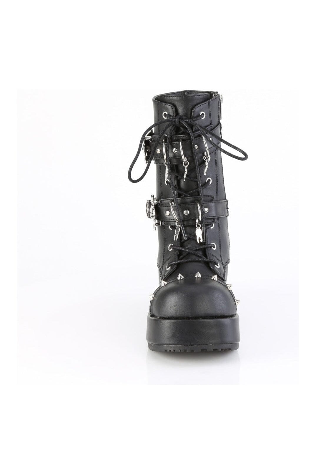 Demonia CUBBY-54 Black Vegan Leather Ankle Boot in Black Vegan Leather