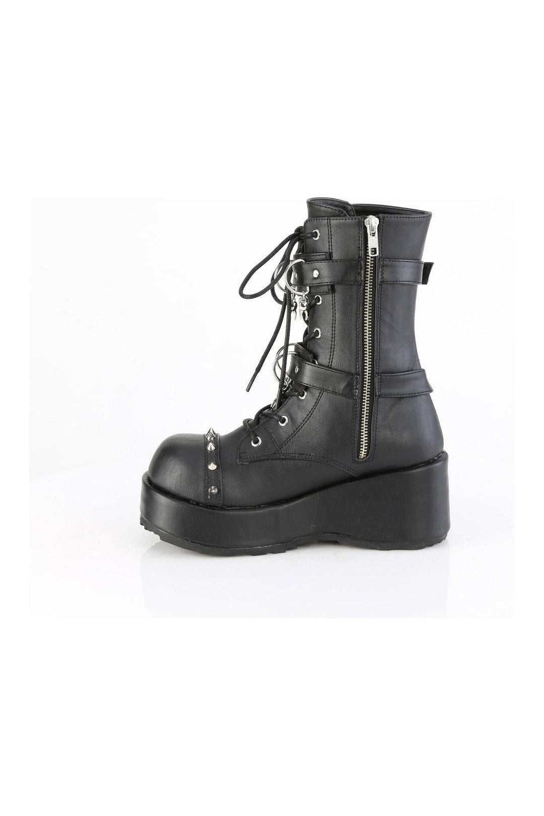 Demonia CUBBY-54 Black Vegan Leather Ankle Boot in Black Vegan Leather