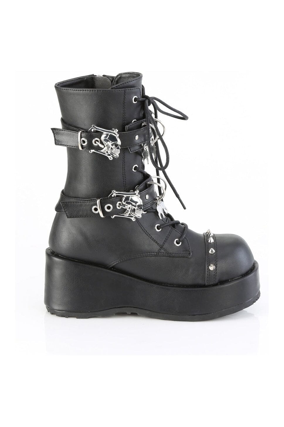 Demonia CUBBY-54 Black Vegan Leather Ankle Boot in Black Vegan Leather