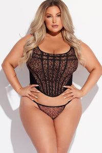 House of Desire Chantal Mesh Corset & G String in Animal 