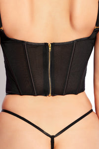 House of Desire Chantal Mesh Corset & G String in Black 