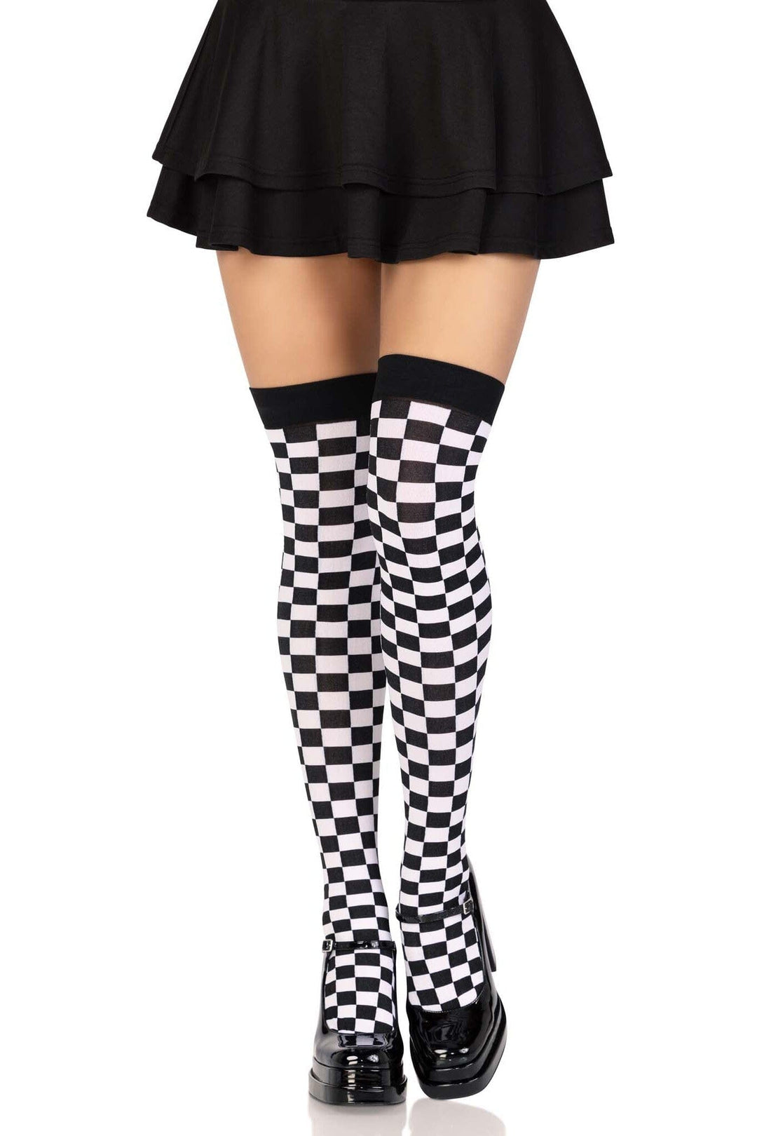 Leg Avenue Checkered Stockings in Black  from SexyShoes.com