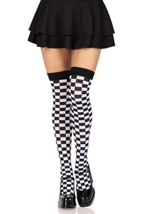 Leg Avenue Checkered Stockings in Black  from SexyShoes.com