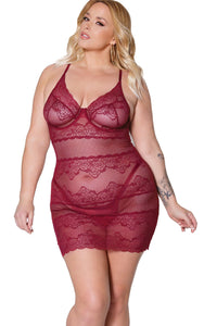 Coquette Chemise With Underwire Cups in Red 