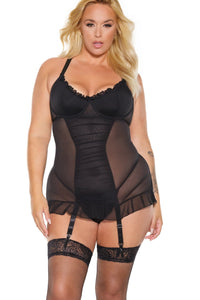 Coquette Chemise with lightly padded underwire cups in Black 