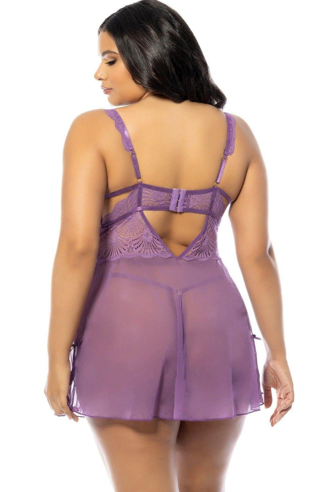 Chic Lace and Mesh Chemise Babydoll | Plus Size Purple