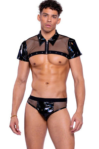 Roma Confidential Collar Crop Top in Black  from SexyShoes.com